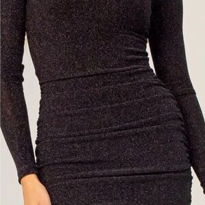 Lavender Brown Shimmering Black Long Sleeve Dress
